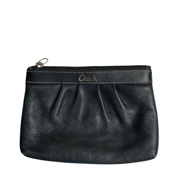 Coach Black Leather Ashley Zipper Pouch
